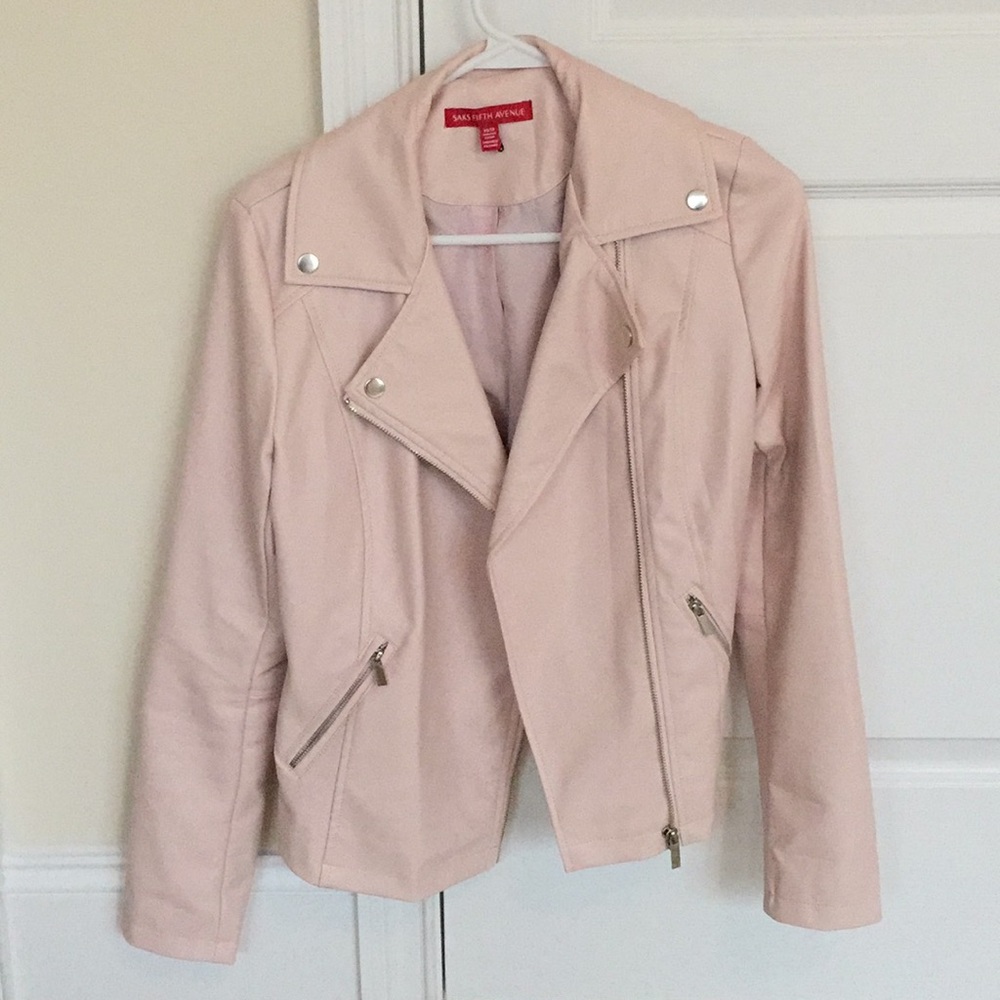 Saks fifth avenue blush faux leather jacket XS